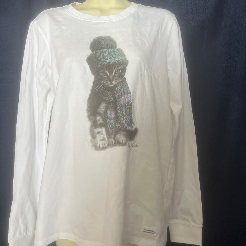 White Long Sleeve Shirt with Inspirational Patch
